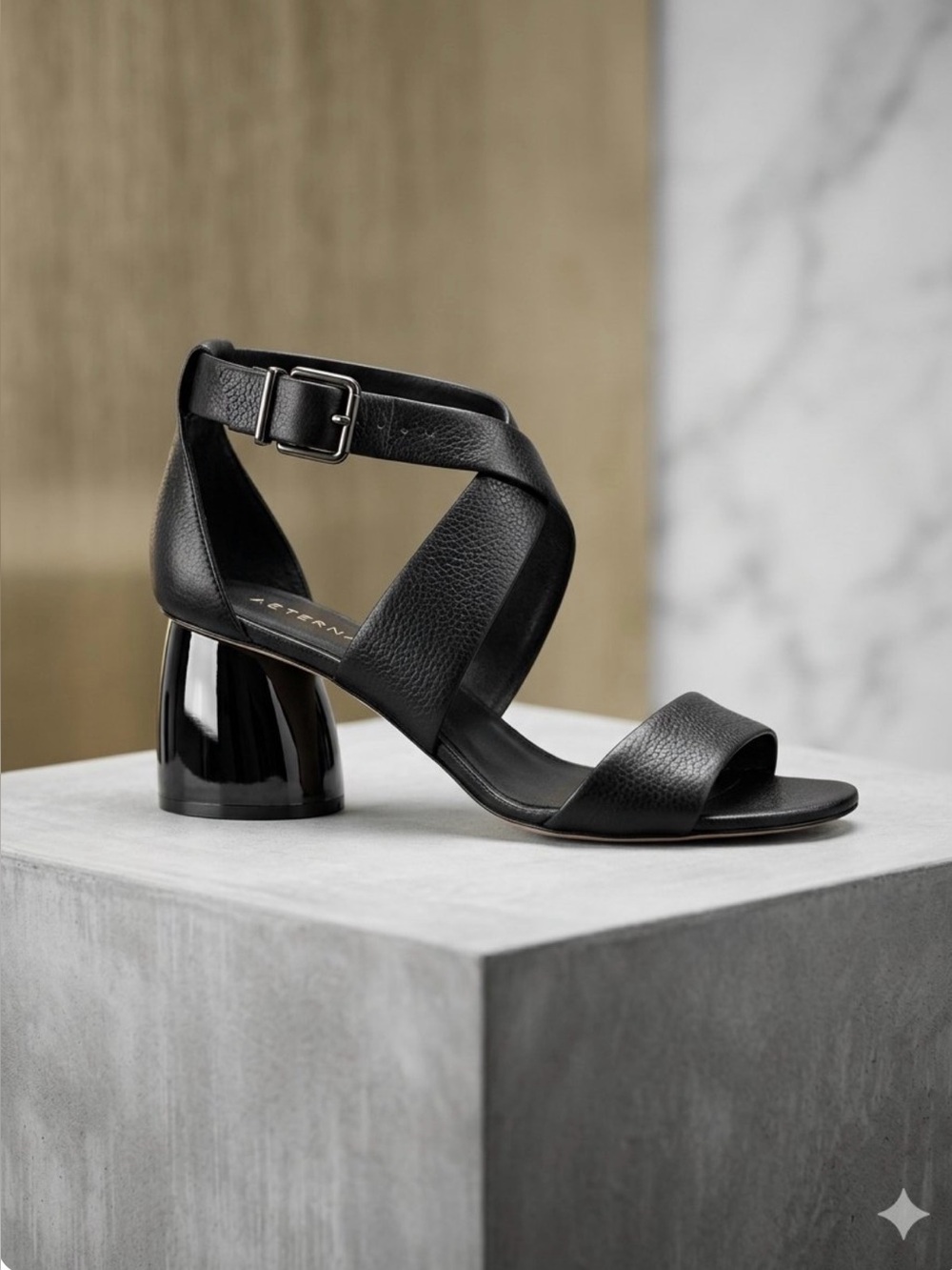 Antonio Melani Black Leather Crisscross Ankle Strap Sandal - Size 12M